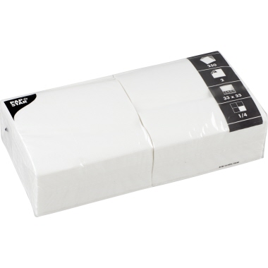 Serviette Papstar 2-lagig 33x33cm weiß 1/4 Falz