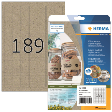 Etikett Herma 10750 25,4x10mm braun Silphie-Papier