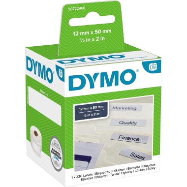 Etikett Dymo 99017 50x12mm weiß für Hängeablage, 220 En