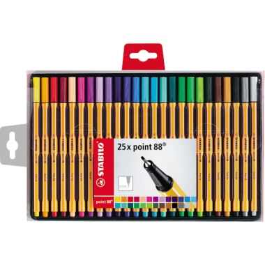 Feinschreiber Stabilo Point 88 8825-1 0,4mm 25er Etui sortiert 25 Farben