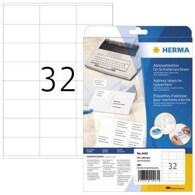 Etikett HERMA 4443 70x36mm weiß 480 St.