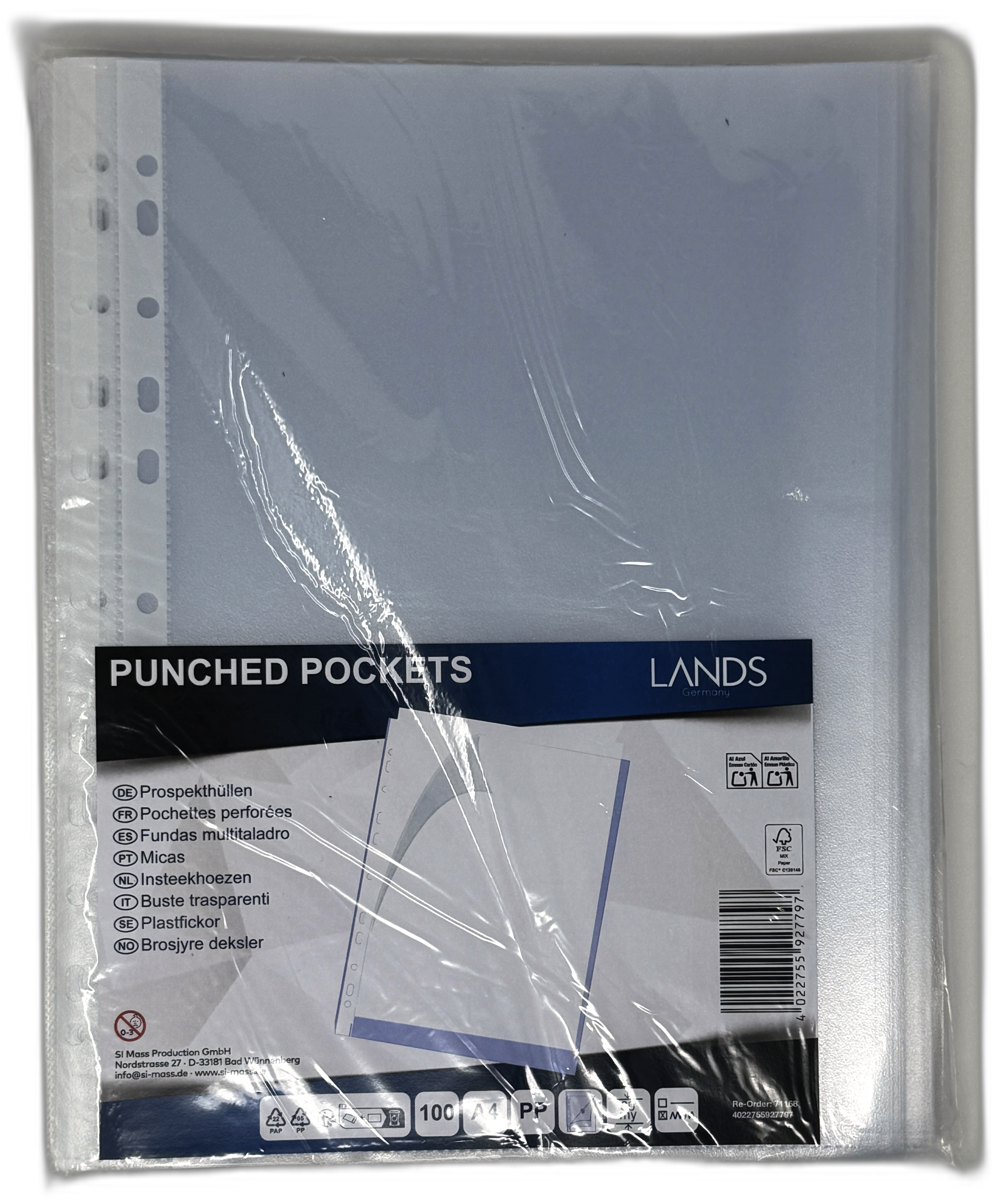 Prospekthülle A4 PP genarbt 100 Stück 