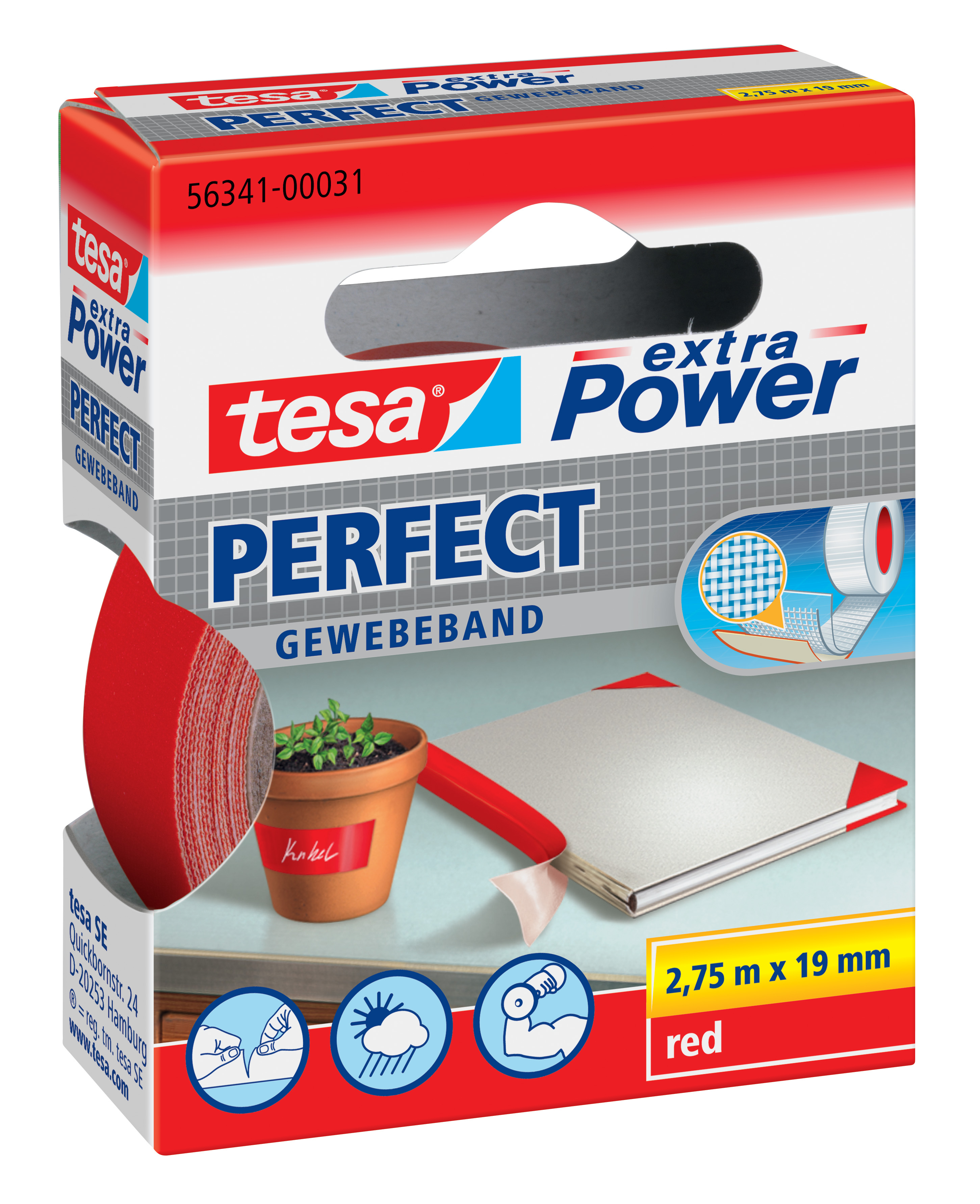 Gewebeband Tesa 56341 2,75mx19mm rot
