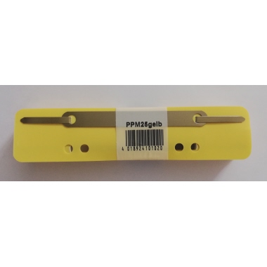Heftstreifen kurz PP Metall-Deckleiste gelb 3,8x15cm 25 St.