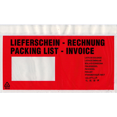 Begleitpapiertasche DIN lang Lieferschein/Rechnung 250 Stück