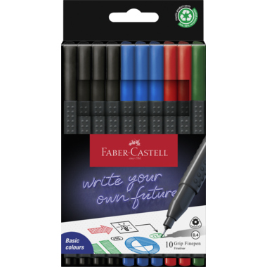 Fineliner Castell 1516 10er Etui sort. 0,4mm Strichstärke