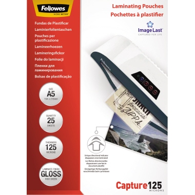 Folientasche FELLOWES A5 154X216mm 125my glänzend 25 St/Pack ImageLast Capture
