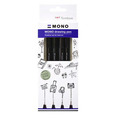Fineliner Tombow WS-EFL-H-B-4B Bold Set schwarz 4 Stück