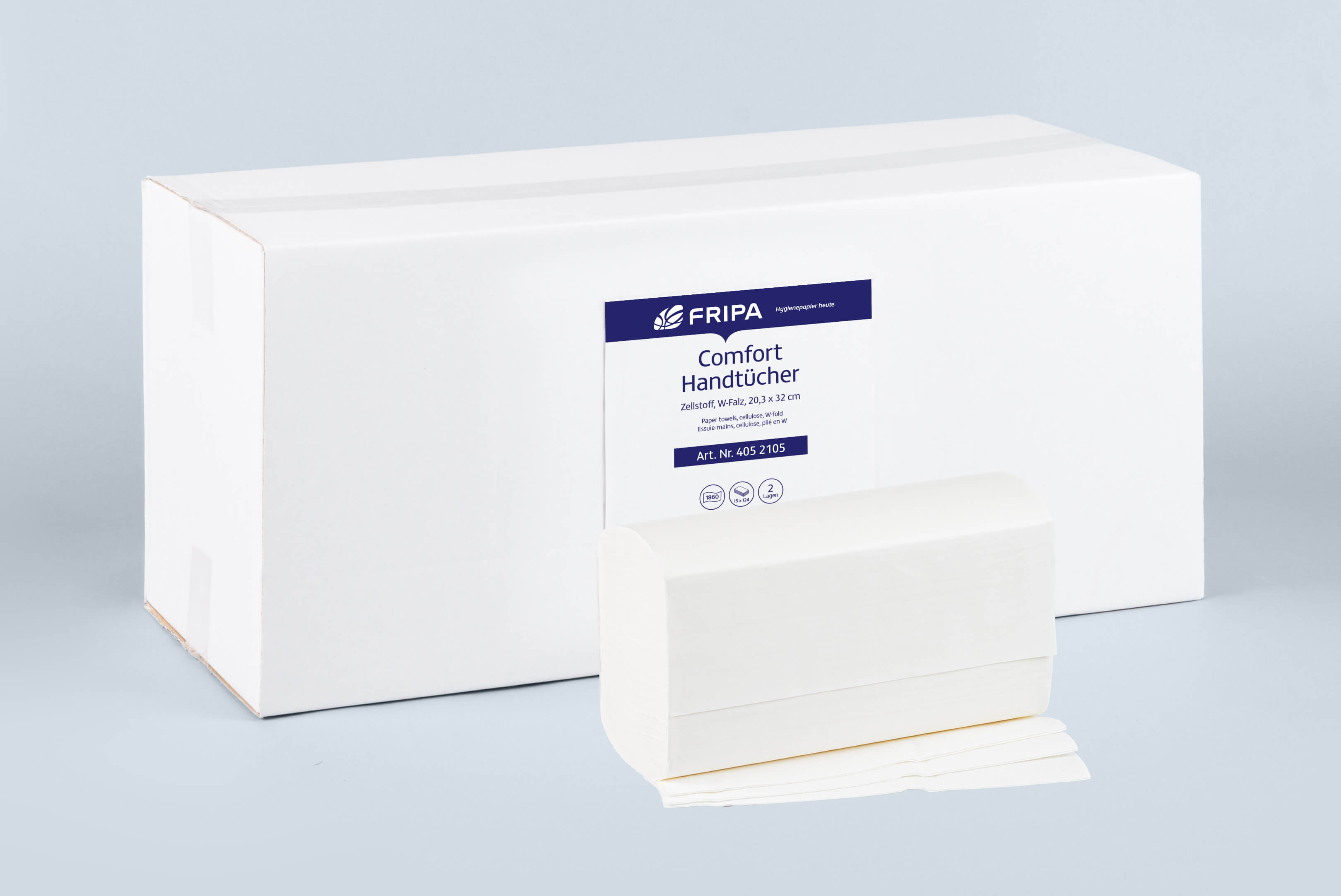 Papierhandtücher 20,3x32cm 2lagig hweiß W-falz, Fripa