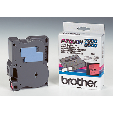 Schriftband Brother TX-451 rot/schwarz 24mm x 15m