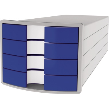 Schubladenbox HAN 1012 C4 4F lichtg/bla geschlossene Schubladen, 4 Fächer,Impuls