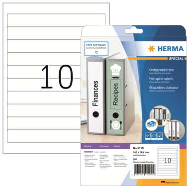 Rückenschild Herma 5119 192x25,4mm weiß 