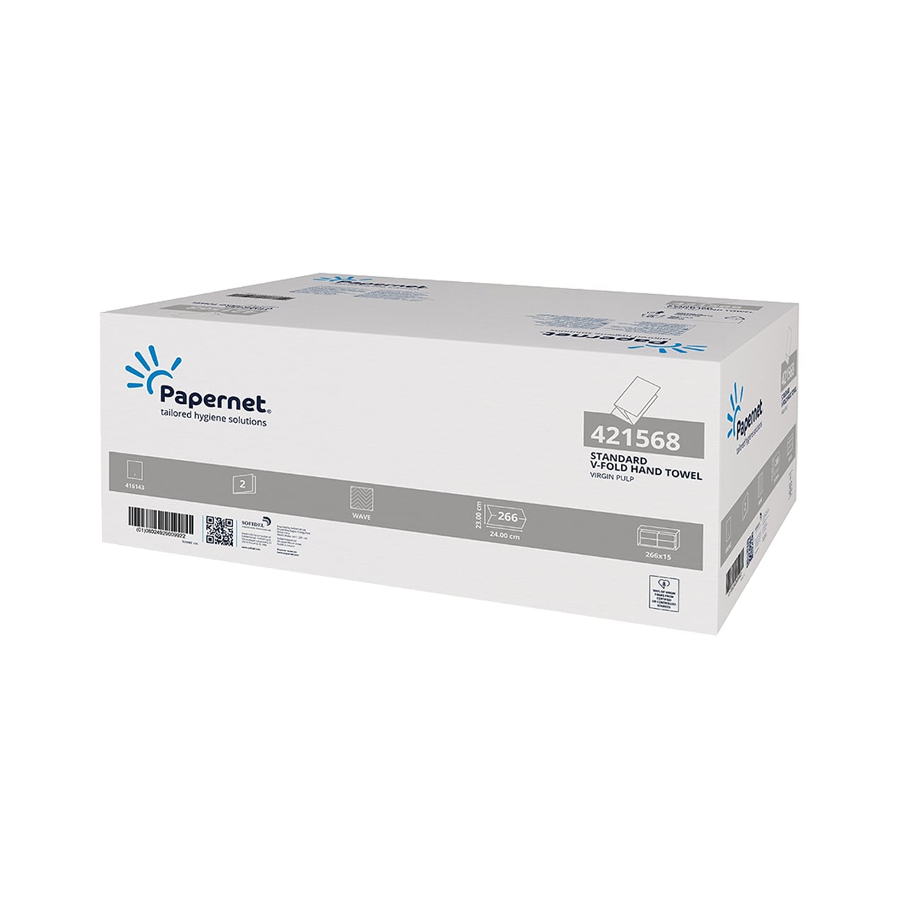 Papierhandt. Papernet 2lag. 24x21cm weiß V-Falz 15x266 Bl. 421568