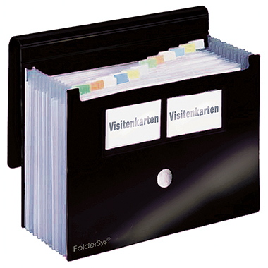 Fächermappe Foldersys 70006-30 A4 sw Pp 12 Fächer Klettverschluss