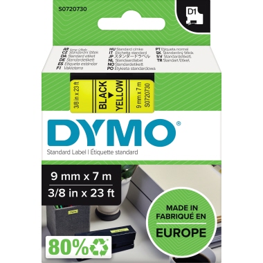 Schriftband Dymo 40918 gelb/schwarz Breite 9 Mm, Länge 7 M