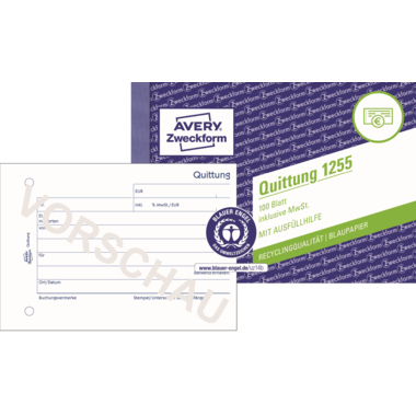 Quittung Averx Zweckform 1255 A6 recycling