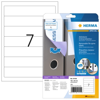 Rückenschild Herma 10155 Movables weiß Schmal/kurz, Selbstklebend