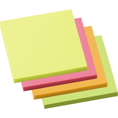 Haftnotiz 75x75mm neonfarben 4x100 Blatt