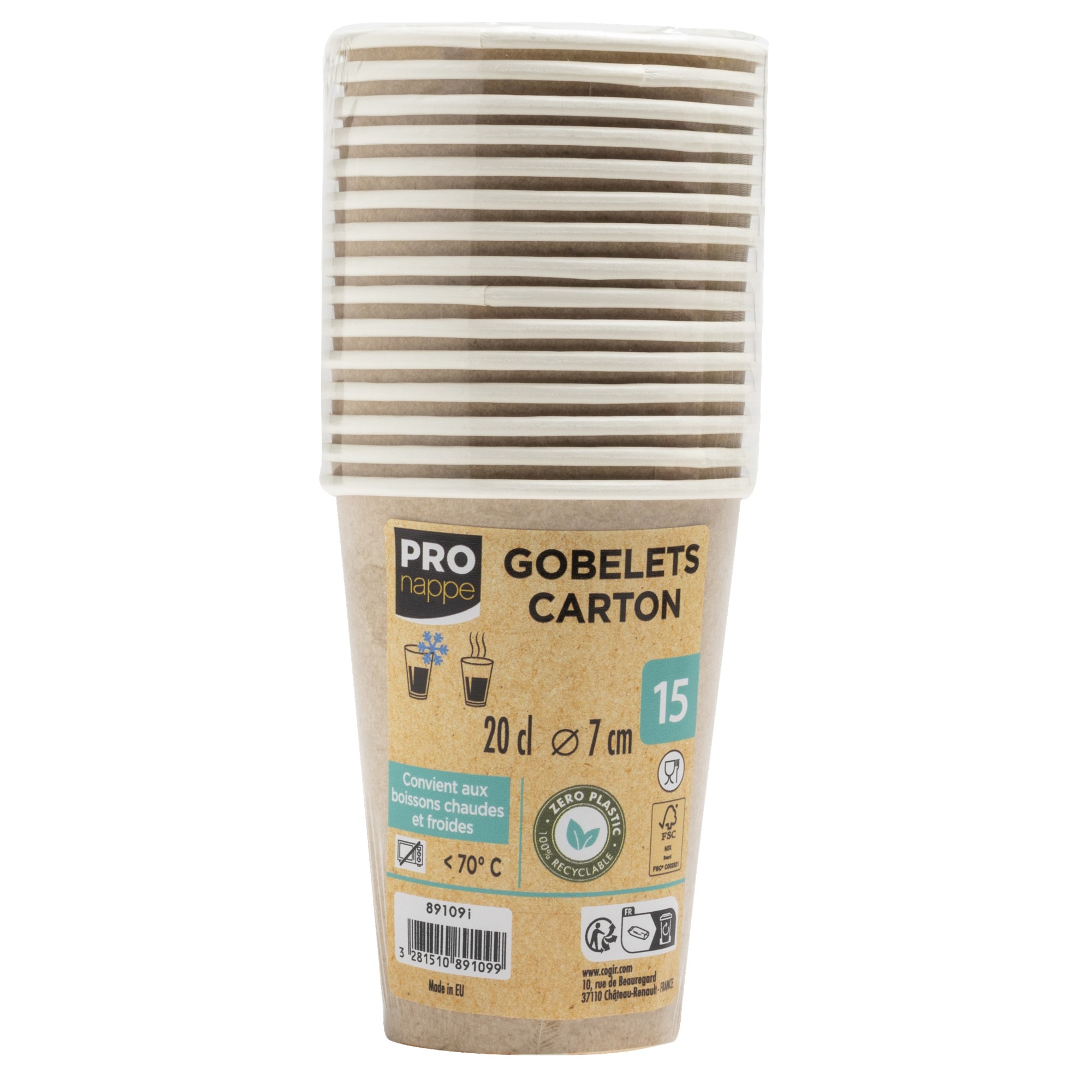 Einwegbecher Pro Nappe 0,2L kraft 15 Stck.