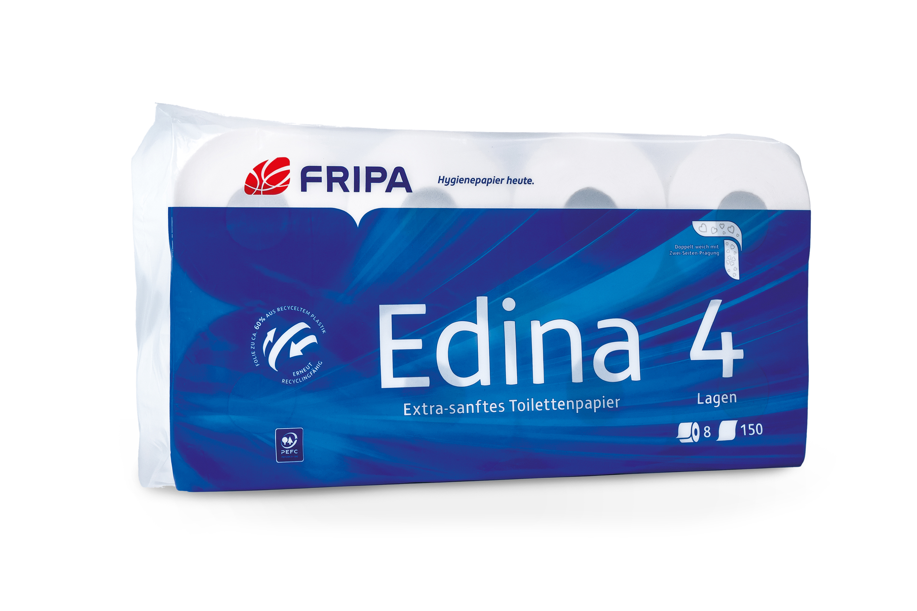 Toilettenp. Edina 4lagig weiß 8 Rollen a  150 Blatt 