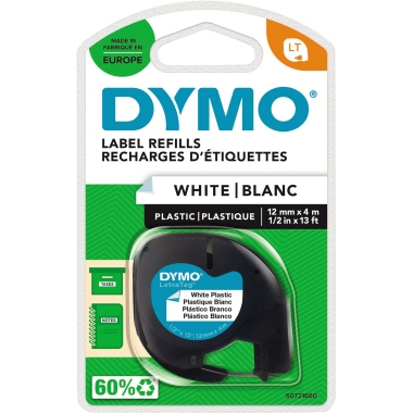 Schriftband DYMO® LetraTag S0721660 schwarz/weiß 12mm x 4m  