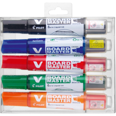 Boardmarker Pilot 5080 Board Master 5er Etui, Sortiert, Rundspitze 2mm