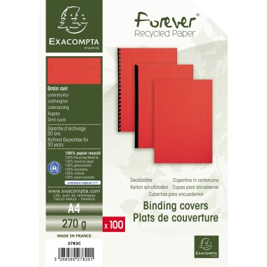 Einbanddeckel Exacompta 2782C A4 rot Evercover Karton 270G