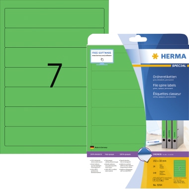 Rückenschild Herma 5094 PC grün Kurz/schmal, Selbstklebend