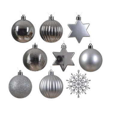 Christbaumschmuck DECORIS Mix 023922 silber 40 Stück