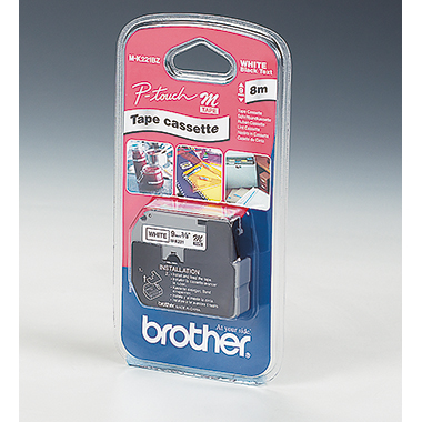 Schriftband Brother MK-221BZ weiß/schwarz 9mm x 8m