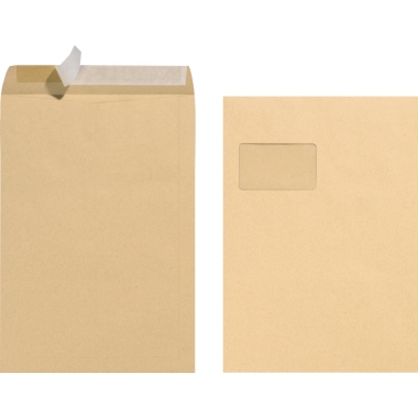 Versandt. C4 mF 90g HK braun 229x324mm, Mit Fenster, Haftklebung