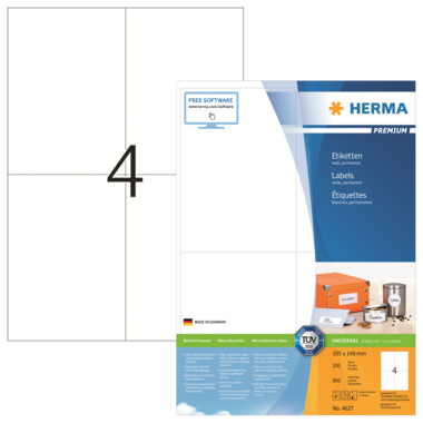 Etikett Herma 4627 105,0x148,0mm weiß Inkjet-, Laser- U. Kopier