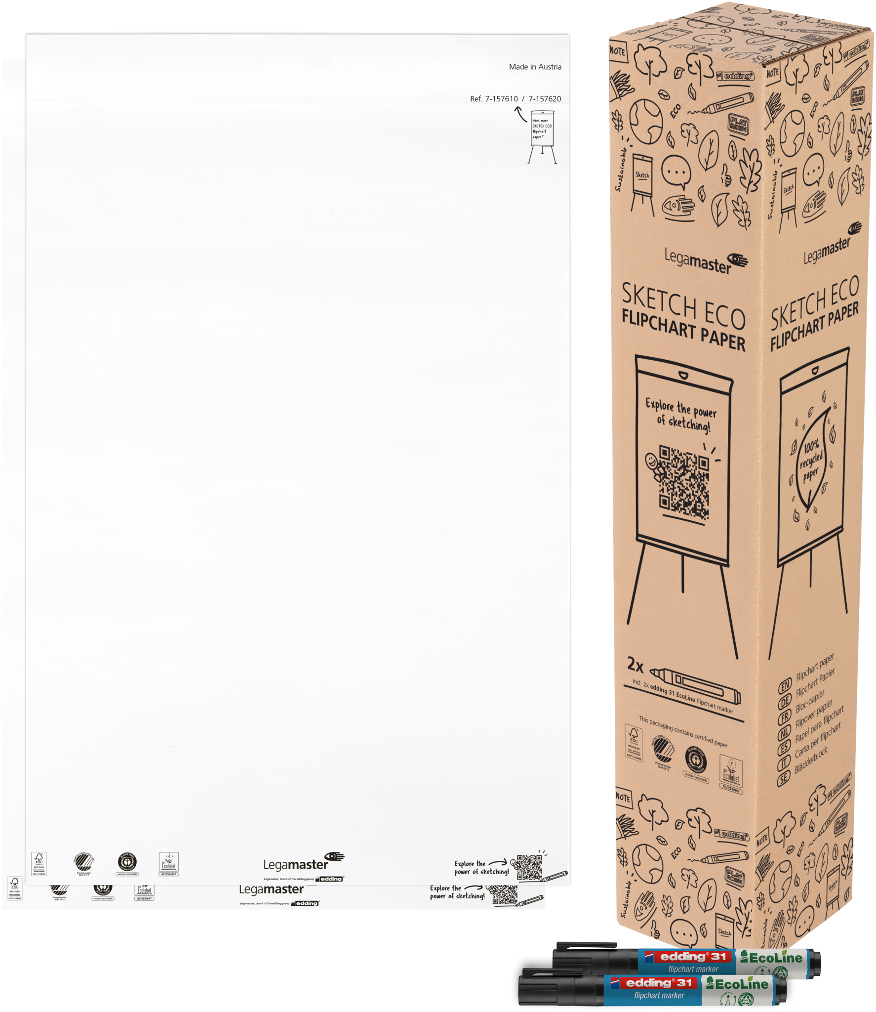 Flipchartblock Legamaster 157620 blanko weiß Rc 50 Blatt
