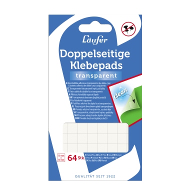 Klebepads Läufer 10x10mm doppelseitig transparent, 64 Stück