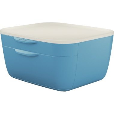 Schubladenbox Leitz 5357 sanft blau 2er Cosy 1kl+1gr Schubl. 27,5x14,5x25cm