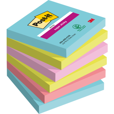 Haftnotiz Post-It 6546SS 76x76mm Türkis,neongrün,tropicalpink,guavapink