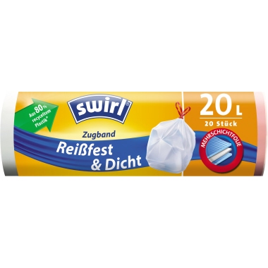 Müllbeutel Swirl 189632 20l transparent inkl. Zugband
