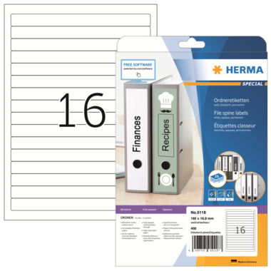 Rückenschild Herma 5118 192x16,9mm weiß 25Bl.