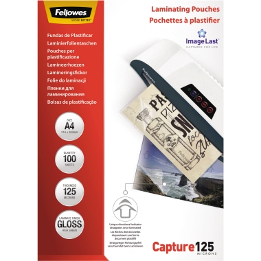 Folientasche FELLOWES A4 228X303mm 125my glänzend 100 St/Pack ImageLast Capture