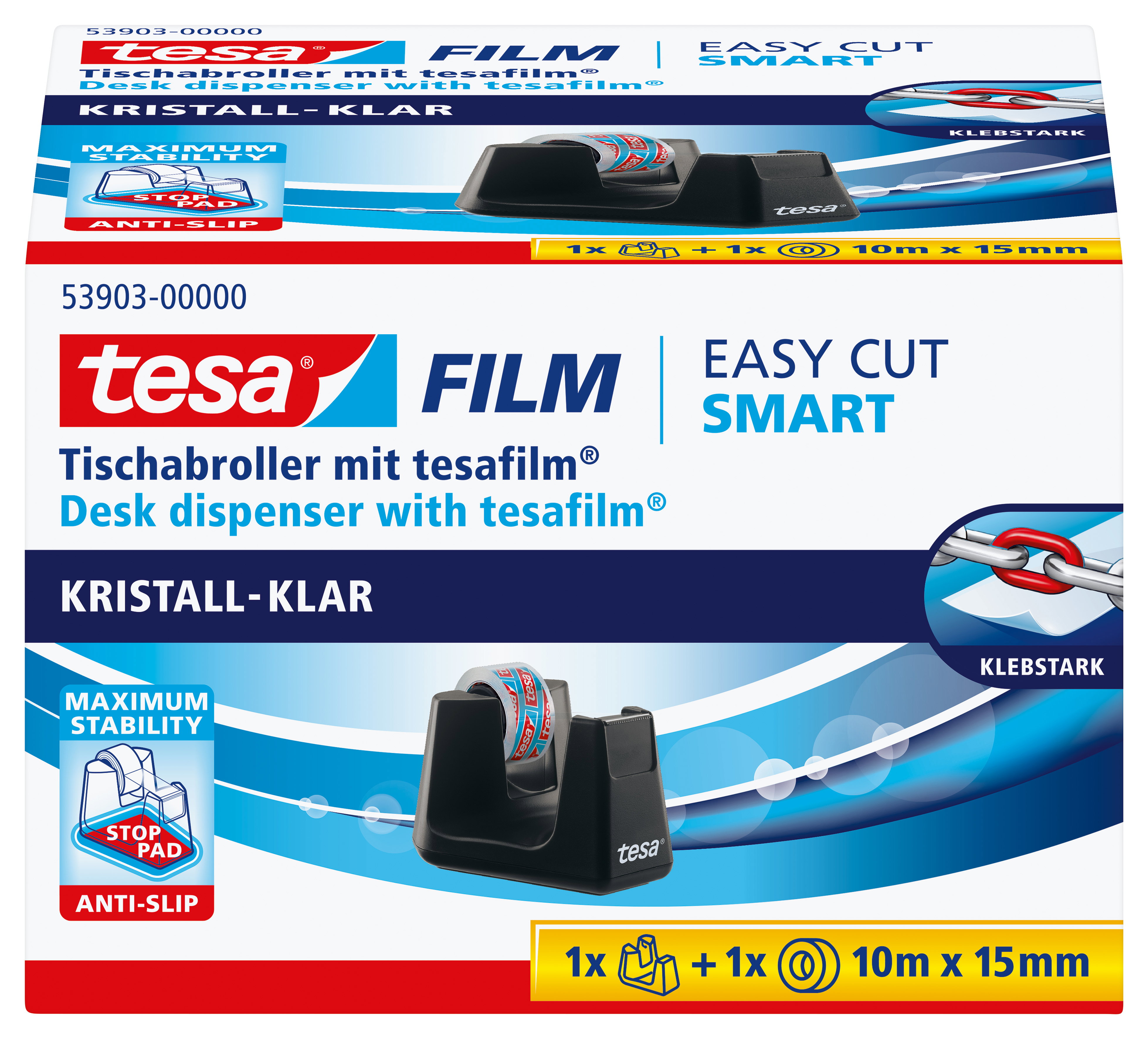 Tischabroller Tesa 53903 schwarz Smart ecoLogo 19mm x 33m
